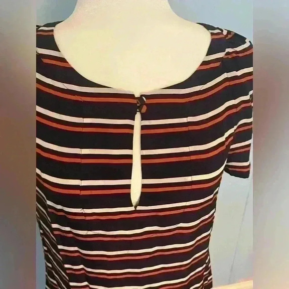 J.Crew Women Nautical Navy Striped 100% Silk Shift A-line Summer Dress Size 6 - Picture 6 of 8